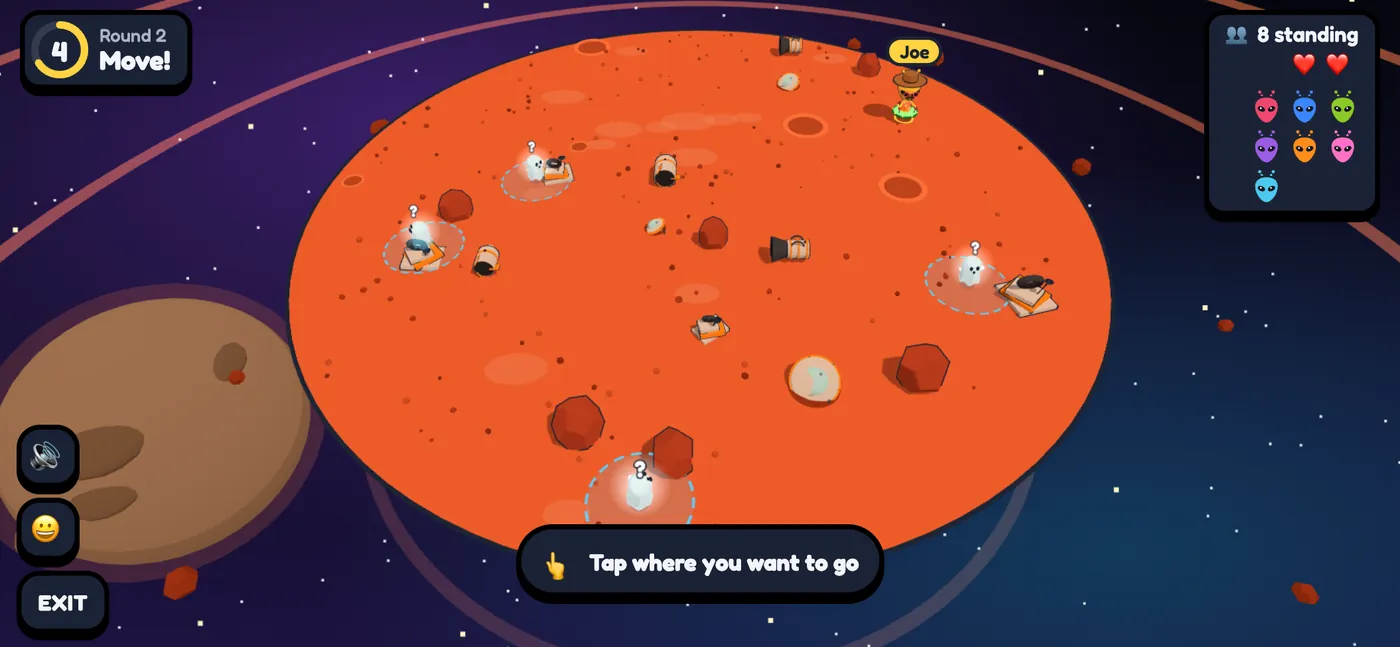 Move phase: your own alien and the ghosts that mark earlier shots